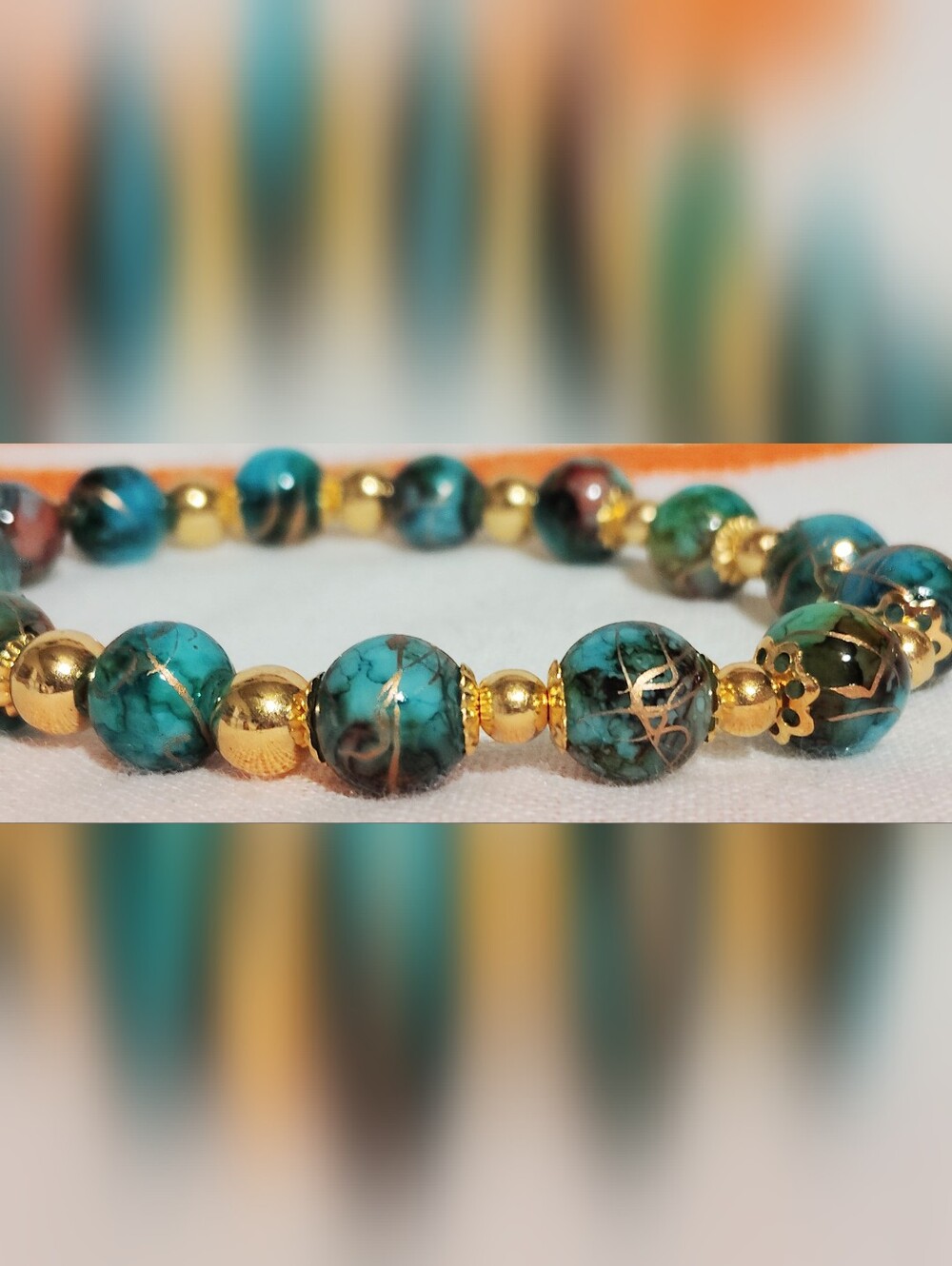 Handmade Glass Bracelet One Of A Kind. Cyan Mix And Blue. Lot Of 3 Size 7'' - Picture 17 of 17